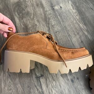 New Sam Edelman moccasins on platform.